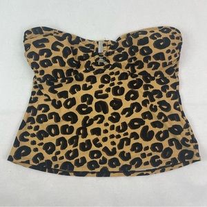 Size 12 A New Approach Strapless Animal Print Tankini Swim Bathing Suit Top